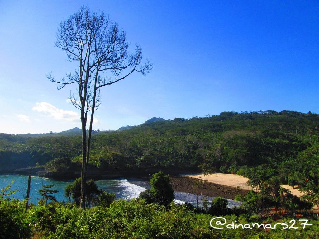 Pantai Coro dengan pasir putih dari atas bukit. (foto: dok.pri)