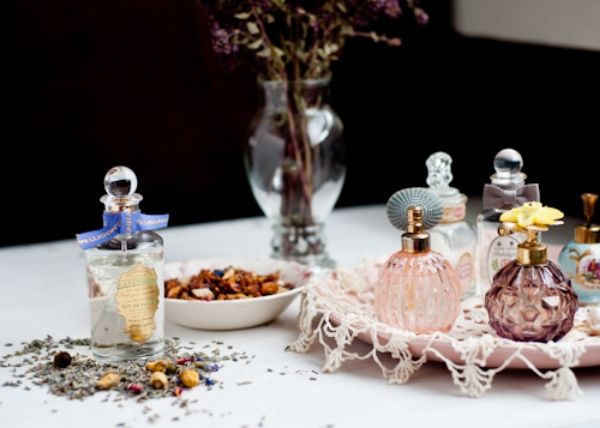 "perfumes" "vanity table" "vintage tray and perfume"