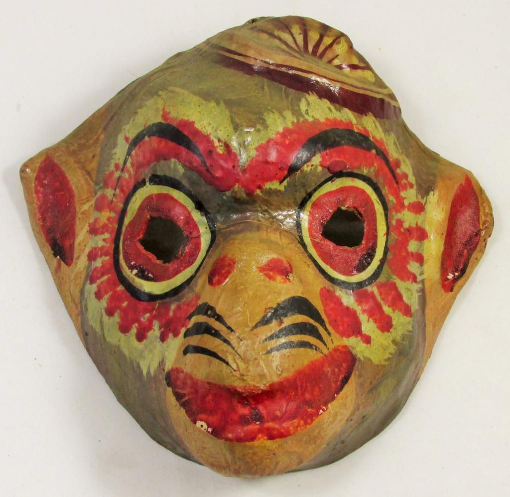 Vintage Mexican FOLK ART Paper Mache Performing MONKEY MASK eBay