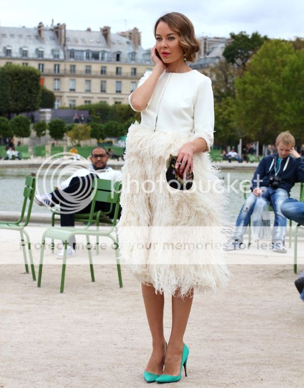"White feathers dress" "Ulyana Sergeenko" "Paris Street Style"