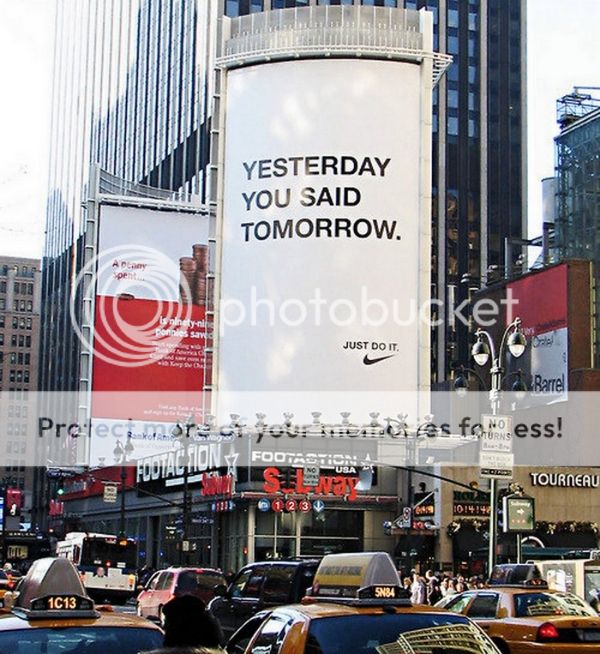 "Yesterday you said tomorrow" "Nike Run Free" "Nike Times Square"