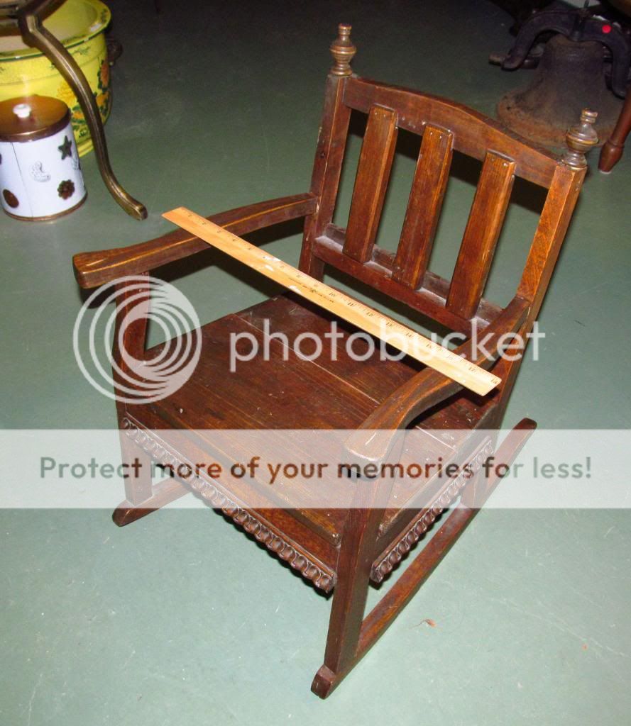 Antique Children's Rocking Chair Solid Wood Stamped w in Circle Walnut Pine